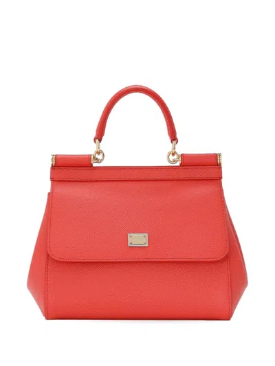 Dolce & Gabbana Medium Sicily Dauphine Leather Bag In Red