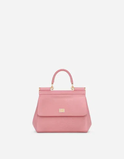 Dolce & Gabbana Small Iguana-print Calfskin Sicily Bag In Pink