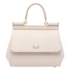 Dolce & Gabbana Large Sicily Top Handle Bag In Dauphine Leather In White