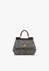 Dolce & Gabbana Women Sicily Medium Chevron Fabric Shoulder Bag In Black
