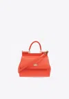 Dolce & Gabbana Medium Sicily Dauphine Leather Bag In Red