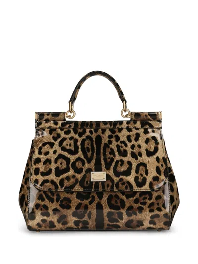DOLCE & GABBANA MEDIUM SICILY LEOPARD-PRINT BAG