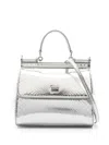 Dolce & Gabbana Sicily Snakeskin-effect Shoulder Bag In Silver