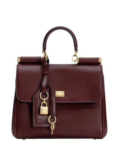 Dolce & Gabbana Medium Sicily Padlock-embellished Leather Handbag In Red