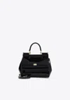Dolce & Gabbana Sicily Medium Black Handbag With Adjustable And Removable Shoulder Strap And Logo Plaque On The Fron In Black