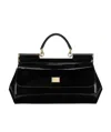 Dolce & Gabbana Elongated Sicily Patent Leather Top-handle Bag In Black