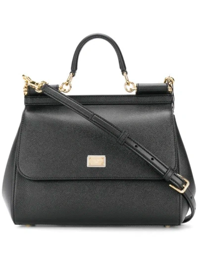 Dolce & Gabbana Medium Sicily Shoulder Bag In Black
