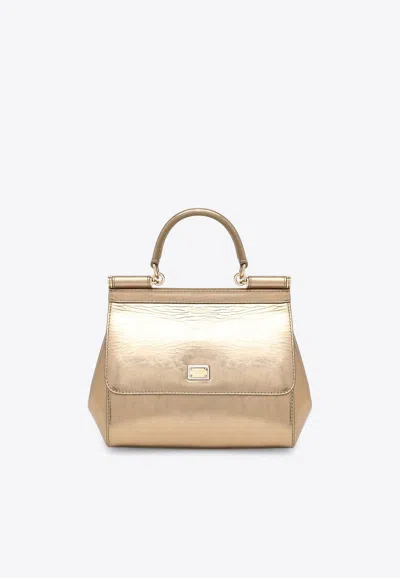 Dolce & Gabbana Medium Sicily Top Handle Bag In Gold