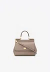 Dolce & Gabbana Medium Sicily Top Handle Bag In Dauphine Leather In Nude
