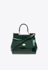 Dolce & Gabbana Medium Sicily Top Handle Bag In Patent Leather In Green