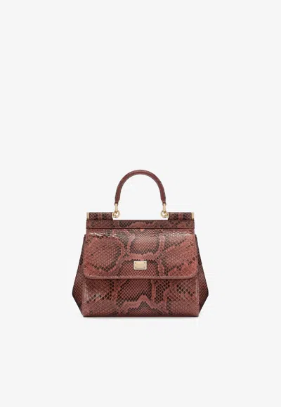 Dolce & Gabbana Logo-plaque Snakeskin Tote Bag In Black
