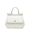 Dolce & Gabbana Medium Sicily Leather Top Handle Bag In White