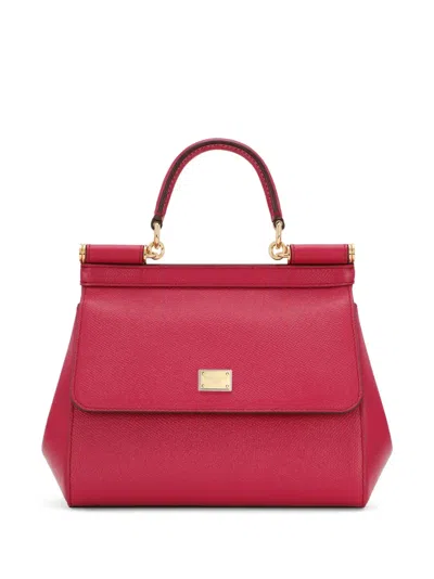 Dolce & Gabbana Sicily Leather Crossbody Bag In Pink