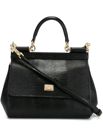 Dolce & Gabbana Mini Sicily Shoulder Bag In Black