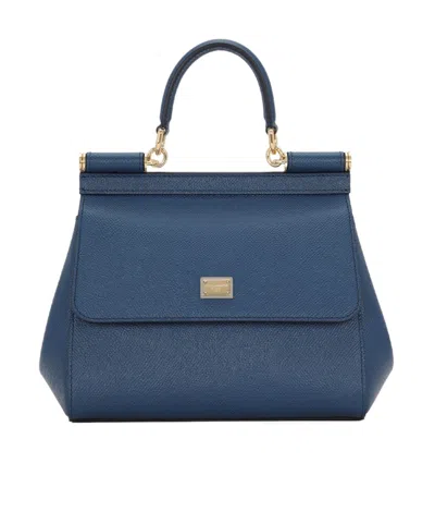 Dolce & Gabbana Medium Sicily Tote Bag In Blue