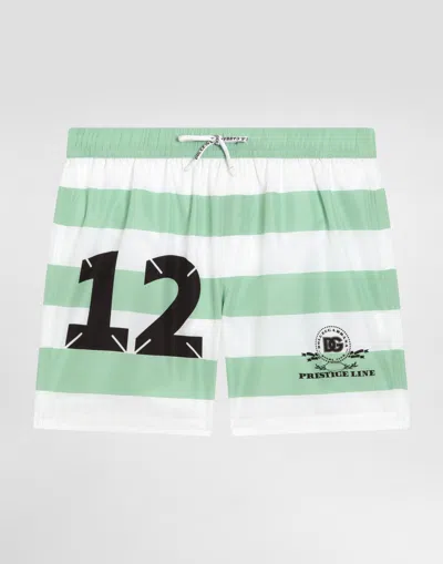 Dolce & Gabbana Kids' Medium Striped Nylon Swim Shorts In Multi