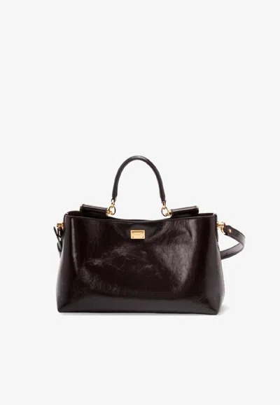 Dolce & Gabbana Medium Vittoria Calfskin Shoulder Bag In Brown