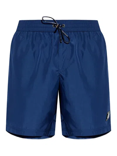 Dolce & Gabbana Medium-sized Swim Trunks With Matching Pouch Handbag In Blue