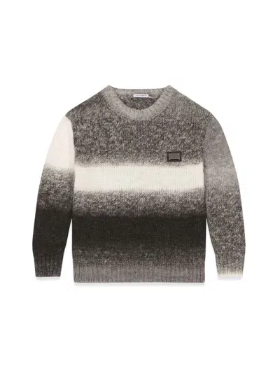 Dolce & Gabbana Kids' Melange Crew Neck Pullover In Grey