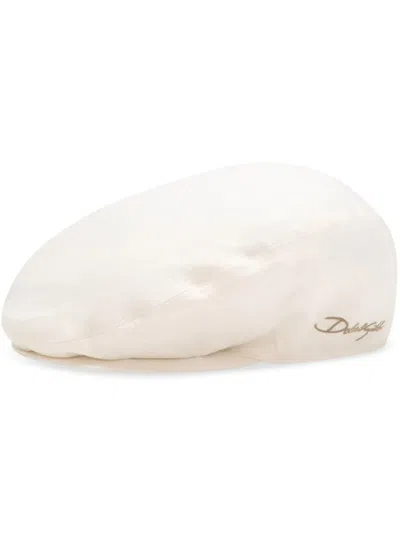 Dolce & Gabbana Mélange-effect Linen Flat Cap In White