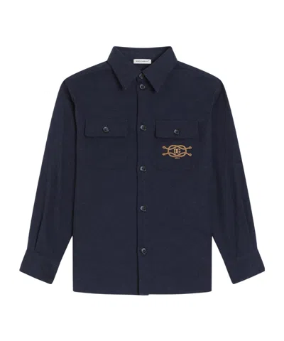 Dolce & Gabbana Melange Flannel Shirt In Blue