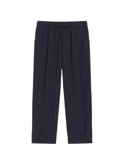 Dolce & Gabbana Kids' Melange Flannel Trousers In Blue
