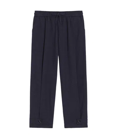Dolce & Gabbana Kids' Melange Flannel Trousers In Blue