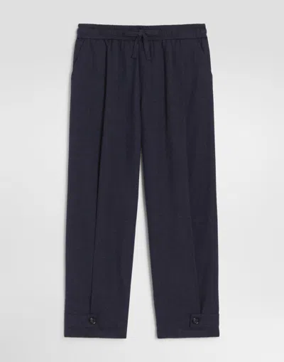 Dolce & Gabbana Kids' Melange Flannel Trousers In Grigio