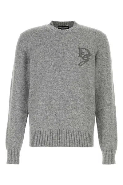 Dolce & Gabbana Melange Grey Nylon Blend Sweater In Grigiochiaro5