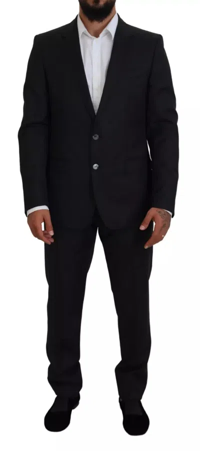 Pre-owned Dolce & Gabbana Melange Grey Wool 2 Piece Martini Men's Suit () In Gray