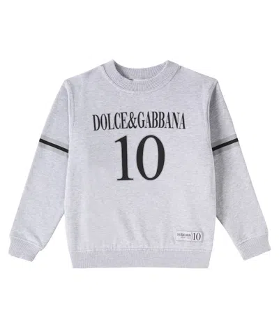 Dolce & Gabbana Kids' Printed Cotton Jersey Sweatshirt In Melange Grigi