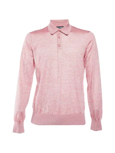 Pre-owned Dolce & Gabbana Melange Knit Polo In Pink