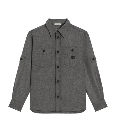 Dolce & Gabbana Kids' Mélange Mat Shirt In Gray