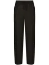 Dolce & Gabbana Silk Jogging Pants With Dg Embroidered Patch In Grey