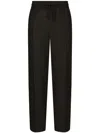 Dolce & Gabbana Silk Jogging Pants With Dg Embroidered Patch In Grey