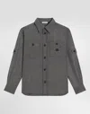 Dolce & Gabbana Melange Wool Mat Shirt In Gray