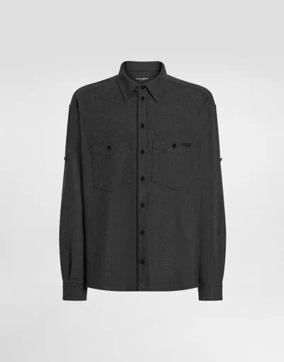 DOLCE & GABBANA MÉLANGE WOOL MAT SHIRT