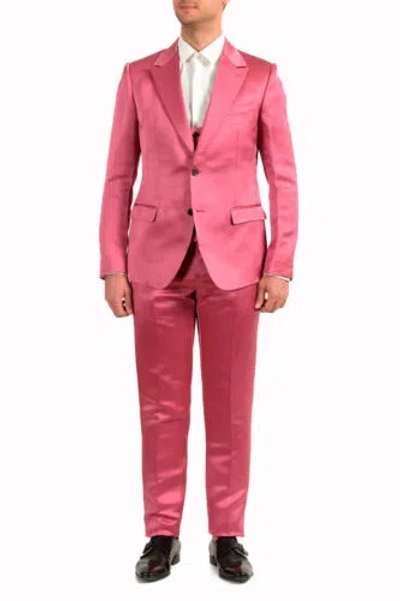 Pre-owned Dolce & Gabbana Men's 100% Silk Purple Two Button Three Piece Suit