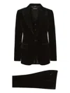 Dolce & Gabbana Tailored Suit Three Piece Velvet Texture In Brown
