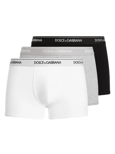 Dolce & Gabbana Set Of 3 Stretch Jersey Boxers In Multi