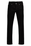 Dolce & Gabbana Black Skinny Jeans With Logo Plaque At The Back In Stretch Cotton Denim Man In Black