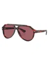 Dolce & Gabbana Men's 60mm Aviator Sunglasses In Red Havana Bordeaux