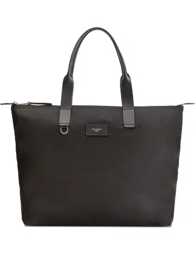 Dolce & Gabbana Men Adamo Nylon And Leather Tote Bag In Brown