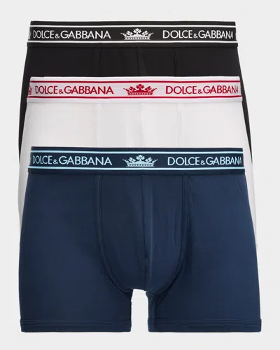 Dolce & Gabbana Men & Apos;s Cotton Jersey Crown Logo 3-pack Boxer Briefs In Multi
