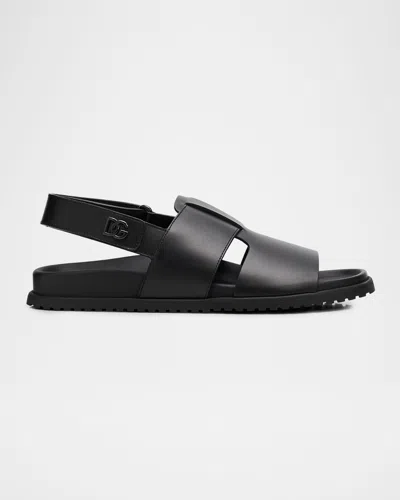 Dolce & Gabbana Men & Apos;s Dg Logo Leather Sandals In Black