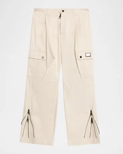 Dolce & Gabbana Men & Apos;s Gabardine Zipped-hem Wide Leg Cargo Pants In Neutral