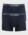 Dolce & Gabbana Men & Apos;s Logo Band 2-pack Boxer Briefs In Blue