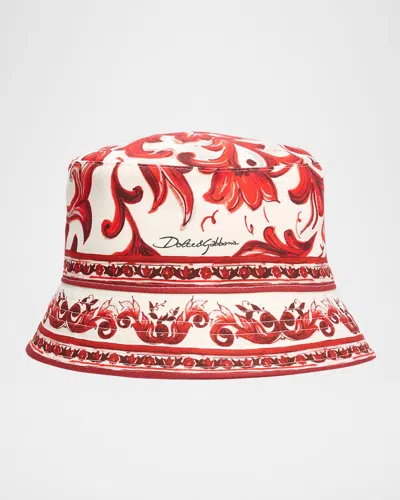 Dolce & Gabbana Men & Apos;s Majolica Drill Fisherman Bucket Hat In Natural