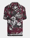 Dolce & Gabbana Bouquet Fiori Short Sleeve Notched Collar Shirt In Red