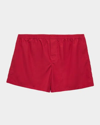 Dolce & Gabbana Men & Apos;s Solid Cotton Logo Boxer Shorts In Red